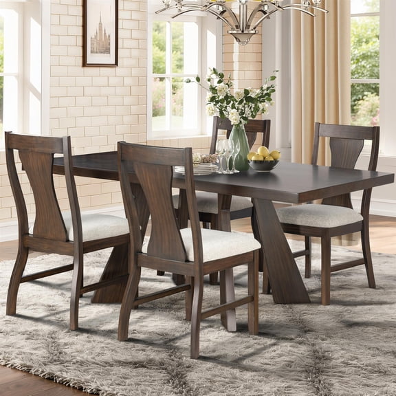 New Classic Furniture Chestnut Ridge 5-Piece Wood Dining Table Set in Brown