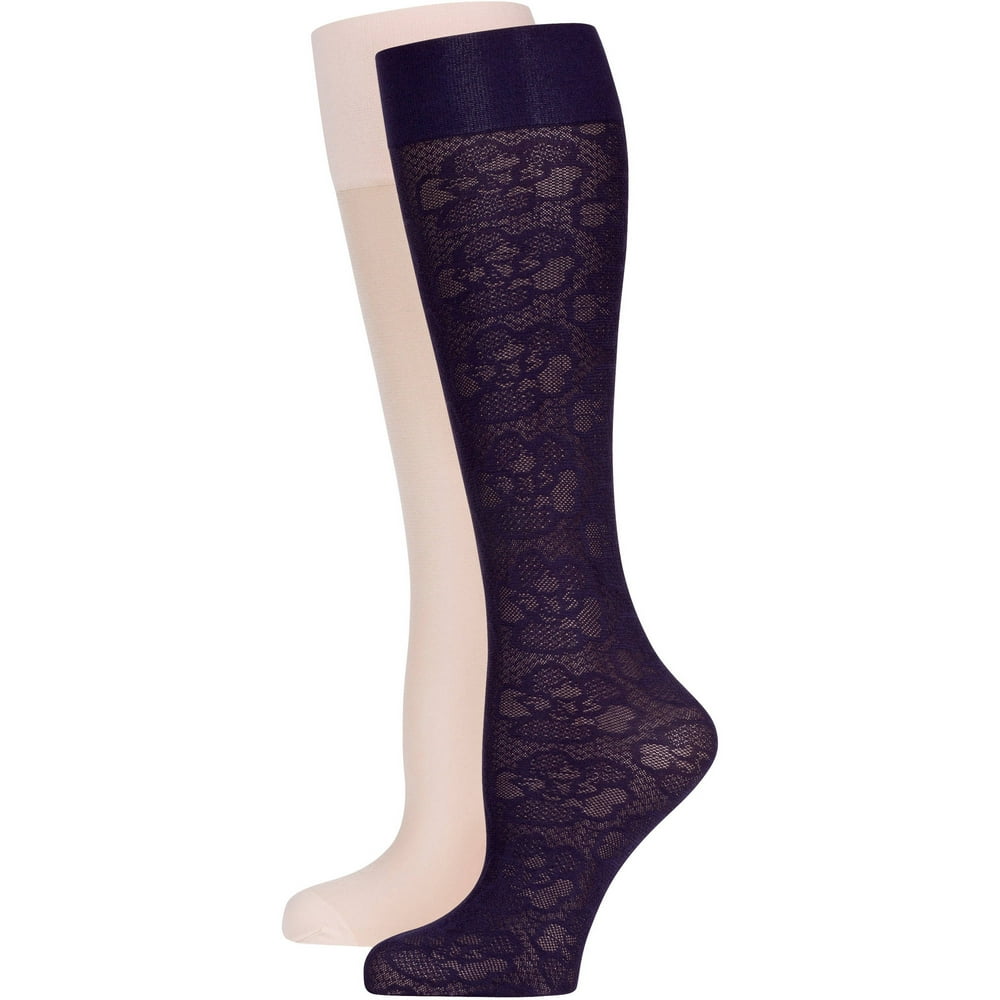 PEDS - Ladies Multi Flower Petal and Shimmer Trouser Socks, 2 Pairs ...