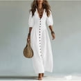 thumbnail image 6 of YuXingFu Sundresses for Women Maxi Short Sleeve Plus Size Womens Dress V-Neck for Wedding Long Casual Summer White S, 6 of 8