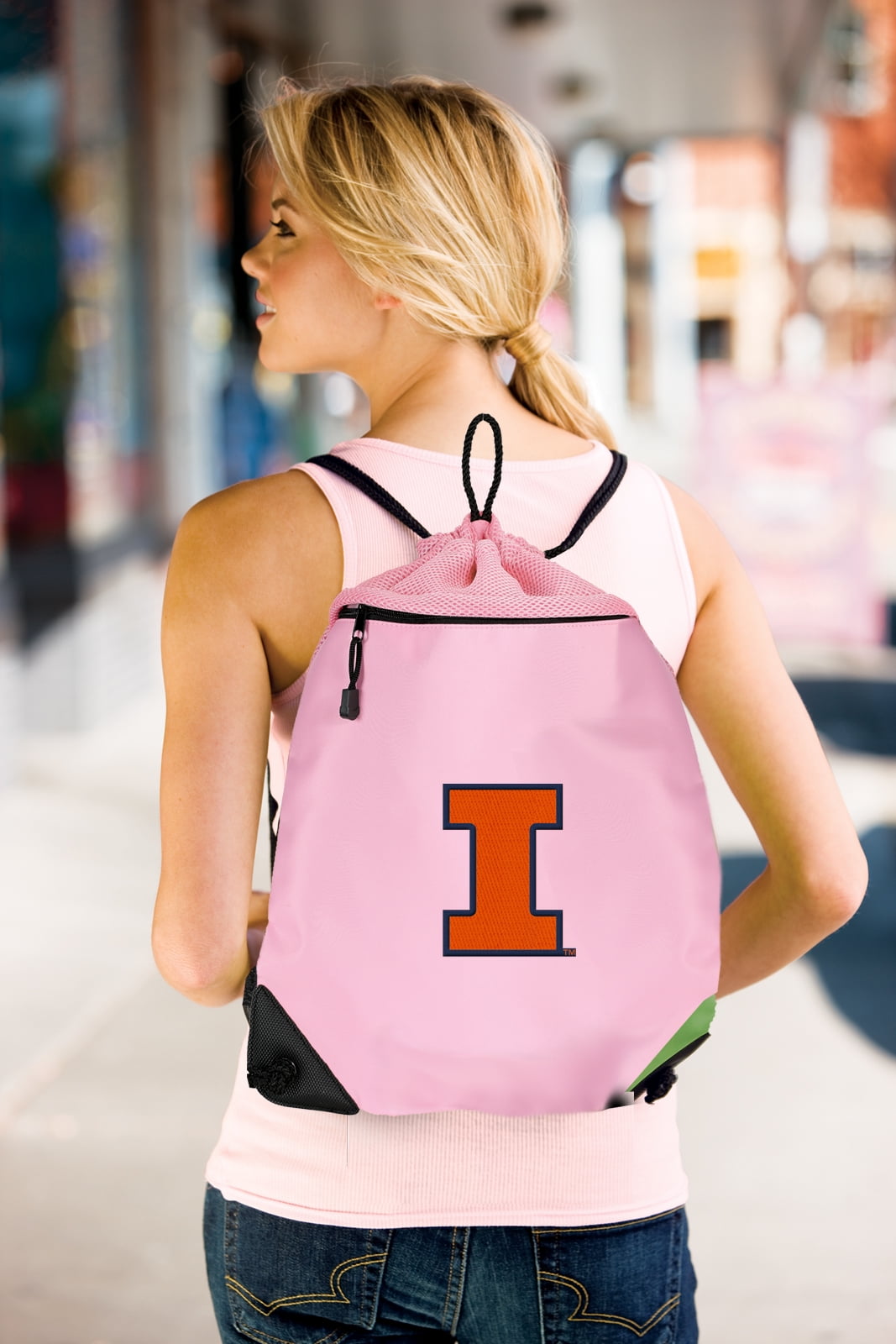 Illini Drawstring Bag University of Illinois Cinch Pack Backpack UNIQUE MESH & MICROFIBER 