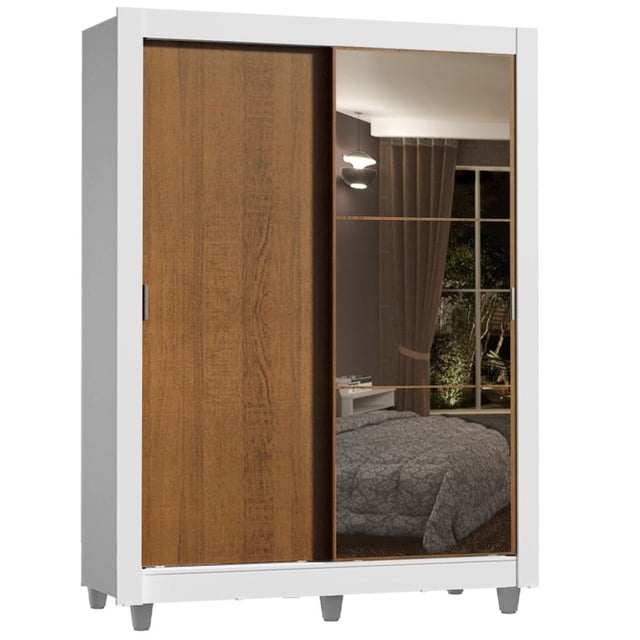 Ropero Closet Madesa Dallas Plus 2 Puertas Corredizas con Espejo 4 Cajones con Pies BM