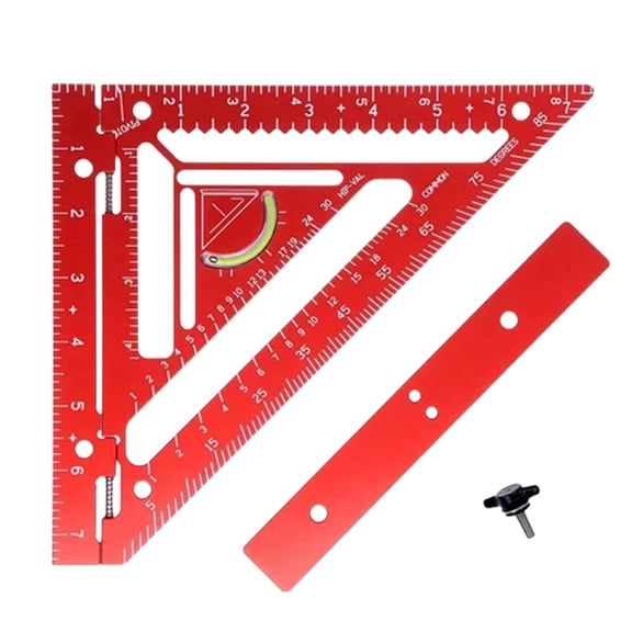 RVKXHD Rafter Square Tool, Carpenter Measuring Layout Tool, Aluminum Alloy Triangle Ruler Protractor for Carpenters and Architects