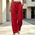 thumbnail image 5 of Plus Size Sweatpants for Women Wide Leg Sweatpants High Waist Pockets Loose Fit Casual Running Pants, Wine-XXXL, 5 of 8