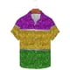 thumbnail image 4 of Ceisia Men's Mardi Gras Festive Print Short Sleeve Button-Up Shirt Collection | Tri-Color Glitter Block Button-Up Shirt Gifts, 4 of 5