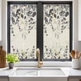thumbnail image 2 of Grey Eucalyptus Window Privacy Film, Farmhouse Weeping Leaves on Linen Static Cling UV Sun Blocking Heat Control Window Tint Day and Night, Non-Adhesive One Way Windows Privacy Cover 17.7''x39.3'', 2 of 7