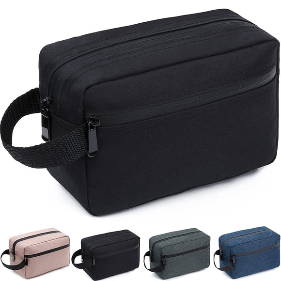 FUNSEED Neceser de viaje para mujeres y hombres, bolsa de afeitar para accesorios de artículos de tocador, bolsas de almacenamiento plegables con asa para cosméticos, cepillos, herramientas, color neg