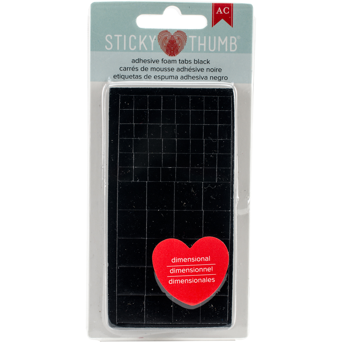 Sticky Thumb Dimensional Adhesive Foam 272/PkgBlack Tabs, Assorted