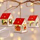thumbnail image 3 of Cabaña de troncos colgante de madera natural de Navidad de bricolaje con adorno de luz LED cálida, alce Sincero Electrónica, 3 of 5