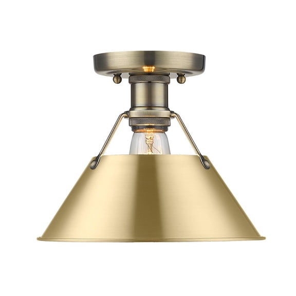 3306-FM AB-BCB-Golden Lighting-Orwell - 1 Light Flush Mount 8 Inches Tall and 10 Inches Wide-Aged Brass Finish-Brushed Champagne Bronze Shade Color