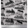 thumbnail image 2 of Soimoi Gray Heavy Satin Fabric Mountains & Text Fabric Prints By Yard 54 Inch Wide, 2 of 5