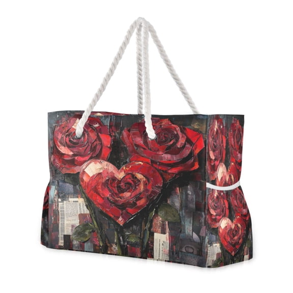 DIXRUYEE Beach Cooler Travel Tote Bags Beach Bag Fashion Rosy Affection Printed