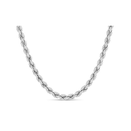 Sterling Silver Mens Rope 120 Gauge Chain Necklace 30 Inches