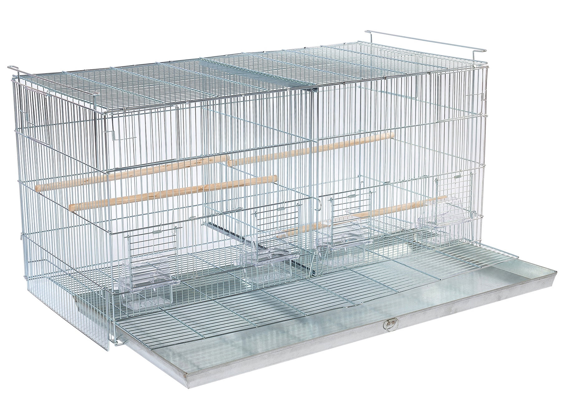 LARGE 4 of Stainless Galvanized Stackable Double Breeding Breeder Flight Bird Cage with Center Dividers Side Breeding Nest Doors Quail Lovebirds Aviaries Canaries Finches