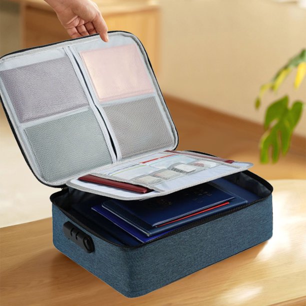 Organizador Bolsa de certificado de carpeta de tarjeta de crédito de múltiples capas para oficina (con cerradura azul marino) Ehuebsd Libre de BPA