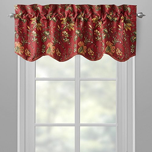 Waverly Red Felicity Felicite Scallop Floral Window Valance Walmart