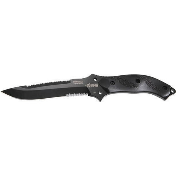 BLACKHAWK! Black NightEdge Serrated Edge Fixed Blade Knife BBNE10BK