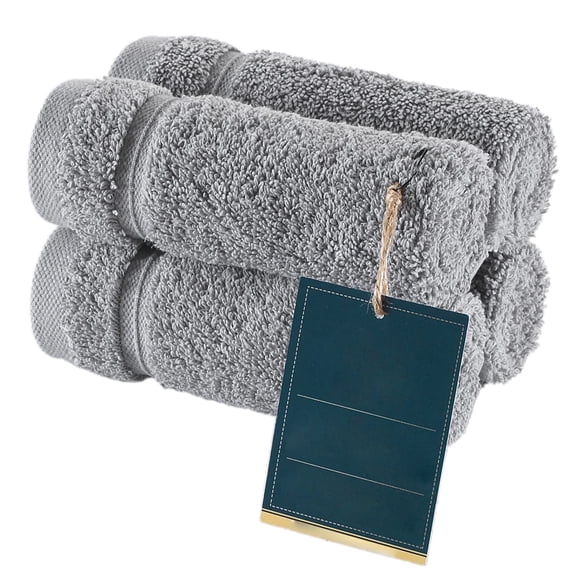 100% Turkish Cotton Washcloths Set of 4, Premium Bath Towels for Home Spa Gym, Quick Dry Soft Absorbent Face Hand Towels, Grey