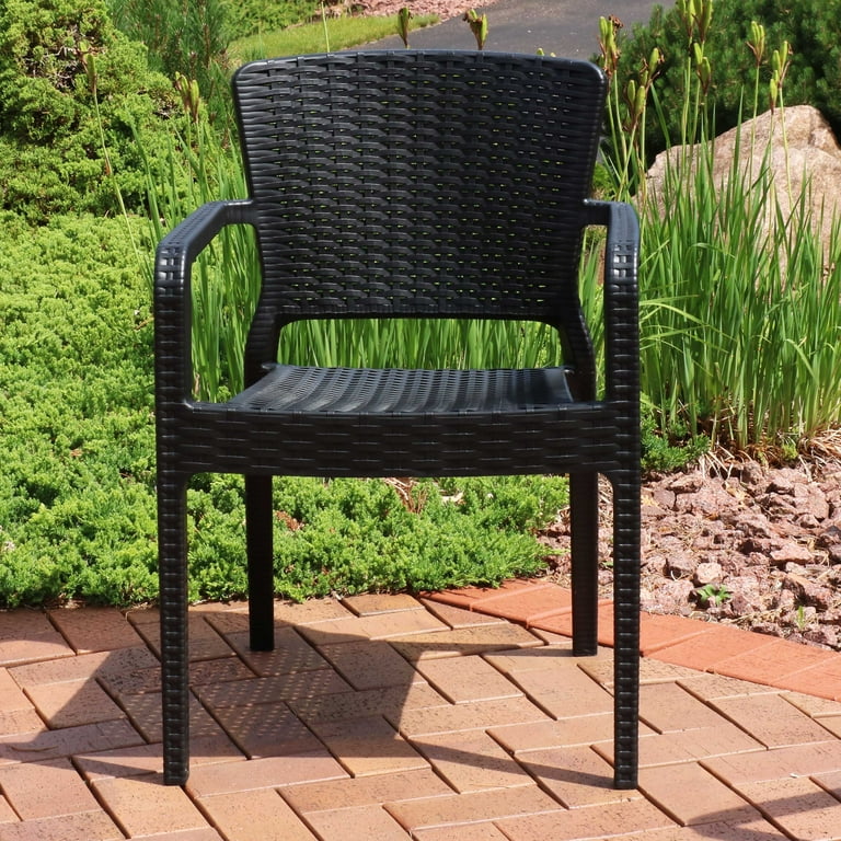 Sunnydaze Segonia Plastic Outdoor Dining Chair Faux Wicker