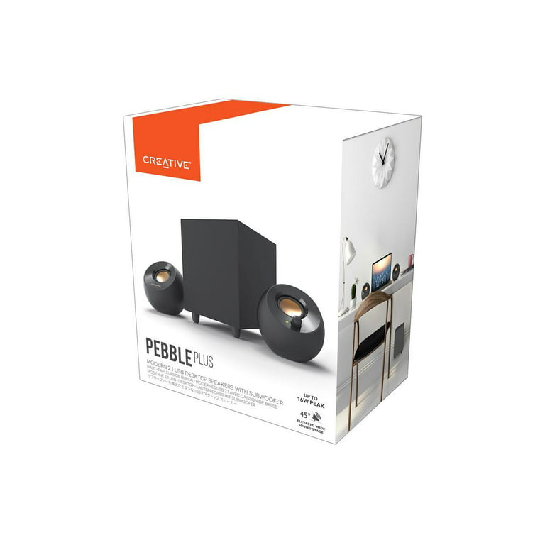 Creative Pebble Plus 2.1 USB-Powered Desktop Speakers with Powerful  Down-Firing Subwoofer and Far-Field Drivers, Up to 8W RMS Total Power for  Computer PCs and Laptops (Black) 