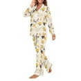thumbnail image 5 of DISNIMO Rooster Flower Printed Womens 2 Piece Pajama Sets Long Sleeve Top Wide Leg Pants Button Up Lounge Wear Sets Oversized Comfywear Loose Fit Nightwear with Pockets, XL, 5 of 7