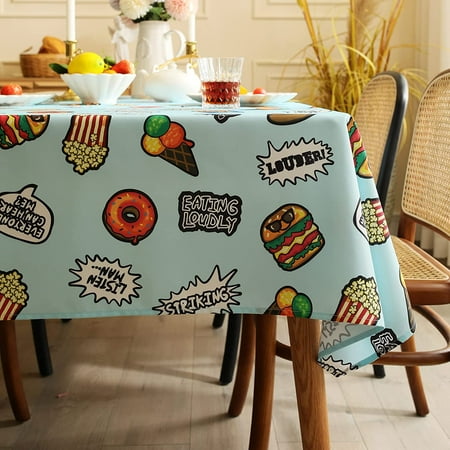 

aoselan Spring Summer BBQ Picnic Tablecloth Pattern in Hand Drawn Doodle Style Pizzeria Menu Food Delicious Washable Indoor and Outdoor Camping Table Cloth(Rectangle 60 X 84 INCH)