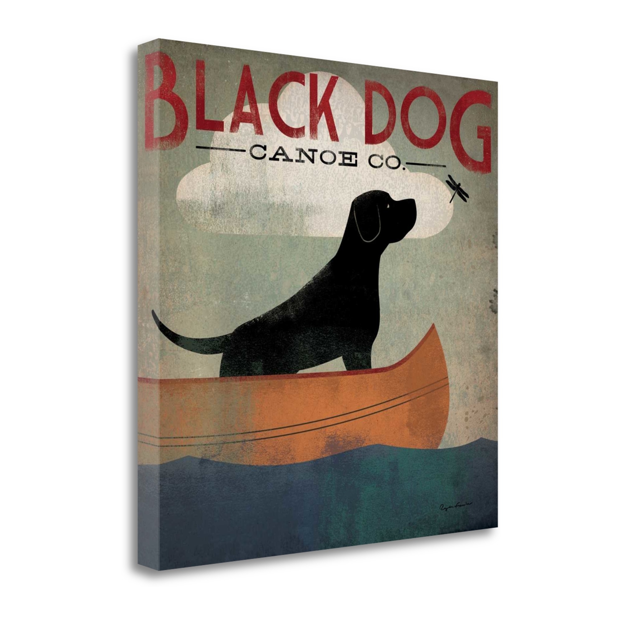 Black Dog Canoe By Ryan Fowler, Fine Art Giclee Print on Gallery Wrap