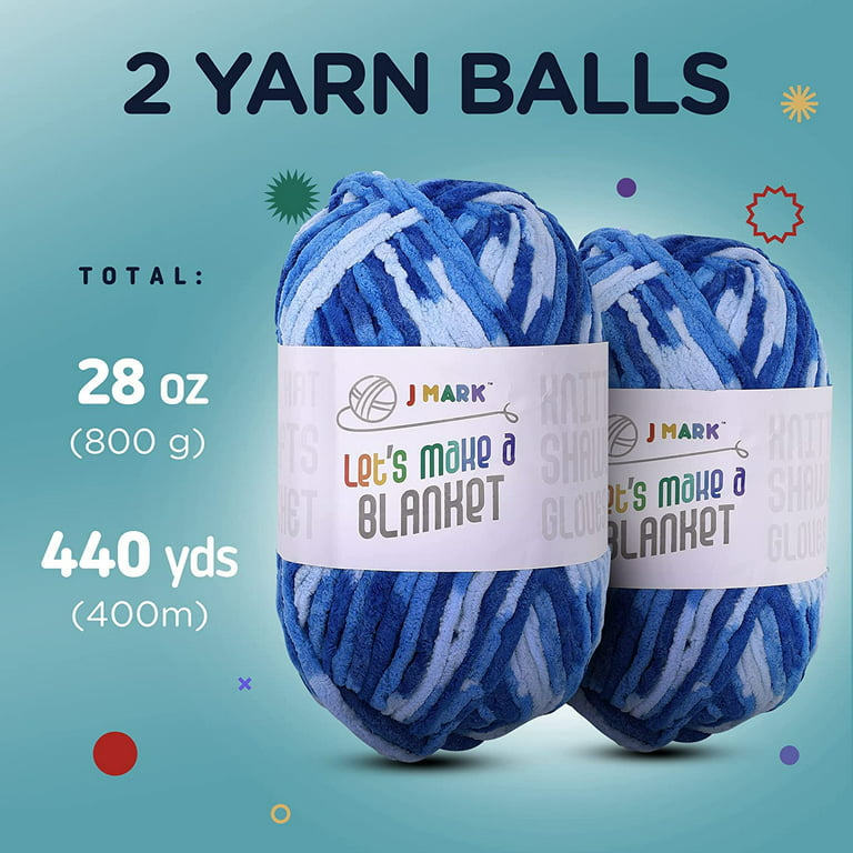 Chunky Yarn, 1Pcs Polyester Blanket Yarn for Crocheting Hats (Mixed Blue  Purple)