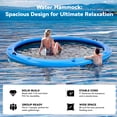 thumbnail image 5 of Bezliving 10' Round Inflatable Floating Dock with Cup Holder, Sunchill Float Ring, Hammock Tanning Pool with 4in Woven Fabric, Manual Pump for 1-2 Min Quick Inflate/Deflate, Fits 2-8, Ideal for Lakes, 5 of 7