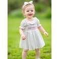thumbnail image 5 of BemeyourBBs Toddler Baby Girl Birthday Dress Outfit 1 2 3 4 Years Old Birthday Summer Clothes Pull Short Sleeve Letters Embroidery Polka Dot Smocked Dress Little Girl Princess Party Dress, 5 of 9