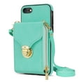thumbnail image 6 of ELEHOLD Crossbody Wallet Case for iPhone 7/8/SE 2020 2022 4.7",Premium Leather Case with Card Holders Zipper Pocket Metal Snap Stand Function Detachable Shoulder Strap Luxury Case for Women,Mint, 6 of 11