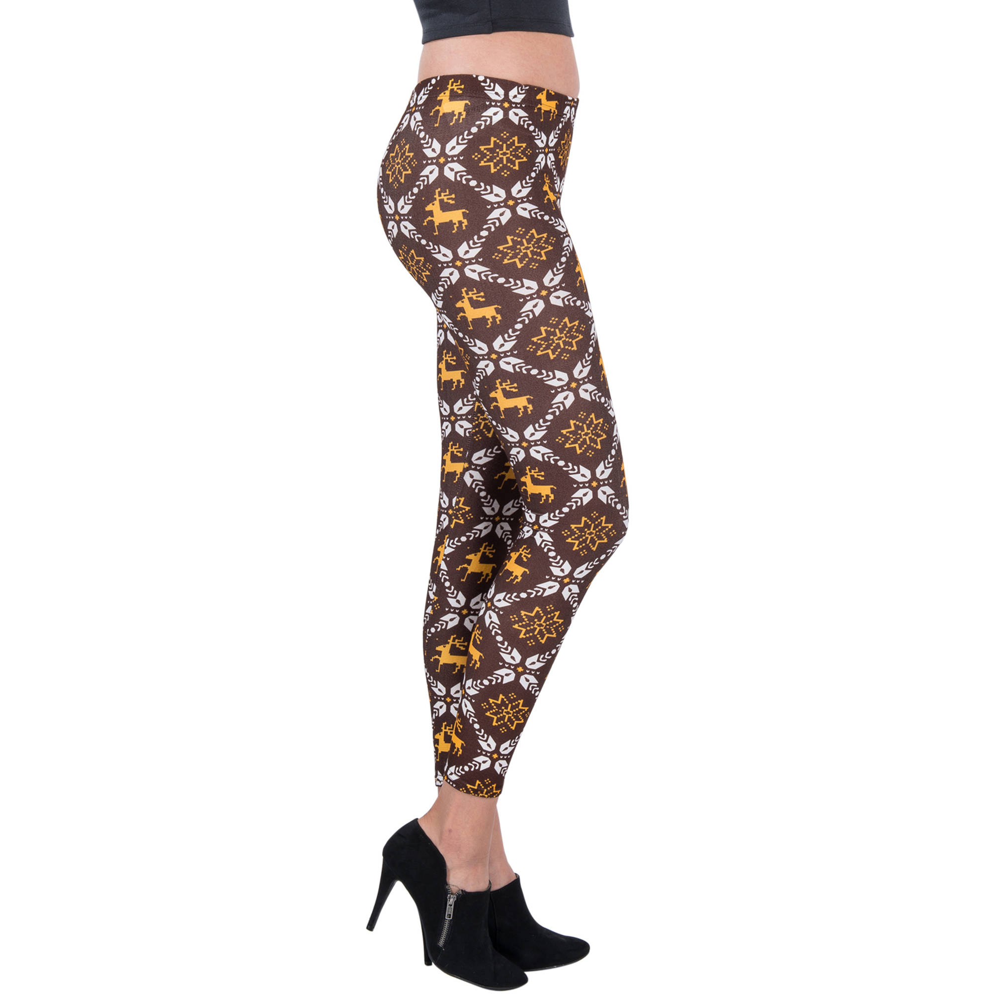 Women's Reindeer Design Full Length Stretchy Leggings