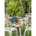 thumbnail image 3 of Outdoor Tablecloth with Umbrella Hole for Patio/Picnic/Party/Camping, Yellow Sunflowers Waterproof Table Cloth Round Cover Washable, Vintage Country Flowers Butterfly Wood Board (Dia 60"), 3 of 8