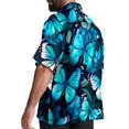 thumbnail image 3 of Flower Butterfly Men's Short Sleeve Hawaiian Shirt, Casual Printed Button Down Beach Tops, Summer Poplin Spread Collar Unisex Button Down Shirts, 3 of 6