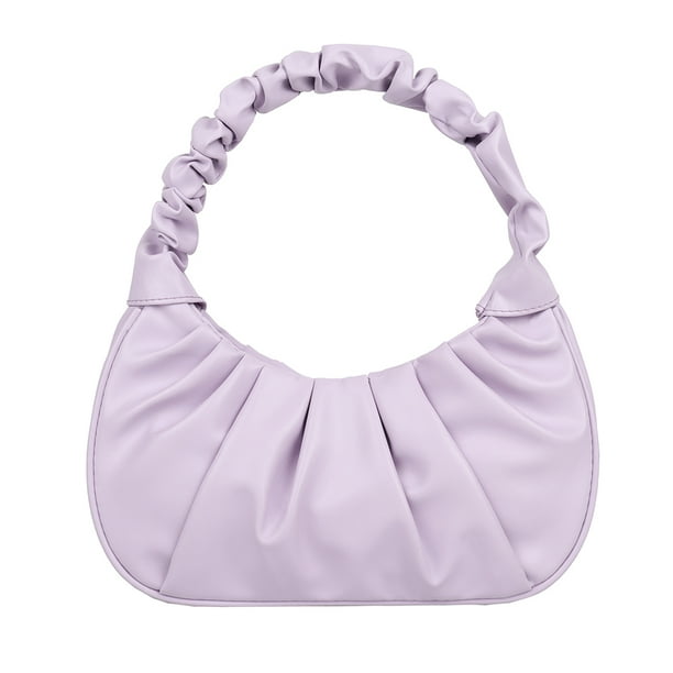 Versátil plisado PU cuero bolsos mujer moda bolso de hombro (púrpura) Likrtyny Para estrenar
