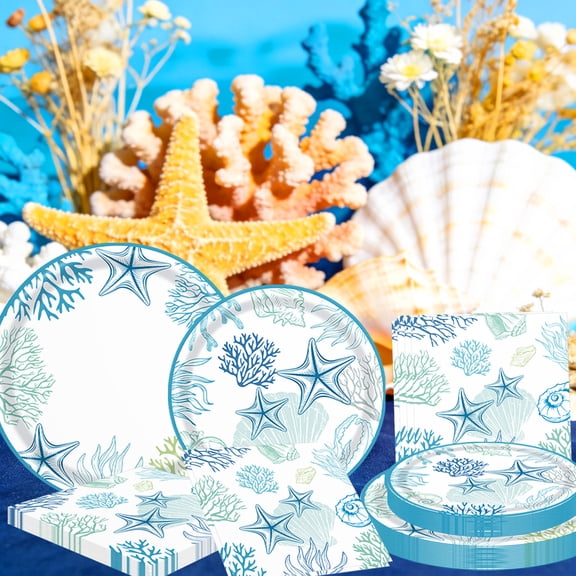 Ocean Theme Party Supplies Set - Vibrant Sea Elements for Beach, Pool & Coastal Celebrations