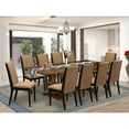 thumbnail image 2 of East West Furniture 11-Pieces Dinner Table Set - A Butterfly Leaf Double Pedestal Dining Table and 10 Light Sable Linen Fabric Upholstered Chairs with High Back - Antique Walnut Finish, 2 of 2