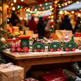 thumbnail image 2 of Green Christmas Wooden Mini Train Tabletop Ornament, 4-Car Connected Train Decor with Snowman Bear Figurines for Xmas Home Mantel & Table Decor, 2 of 6
