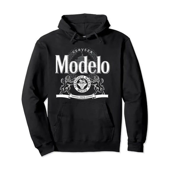 Unisex Hoodie Balck/3XL,Men's Modelo Print Hoodie With Pockets Casual Breathable Hooded Text Sweatshirt, Funny Retro Print Design Streetwear Hoodies