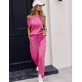 thumbnail image 5 of Ekouaer Womens Pajama Sets Cap Sleeve Sleepwear Tops and Long Pants Comfy Pjs 2 Piece Lounge Set with Pockets, 5 of 6