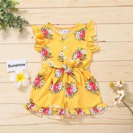 

Sodopo Baby Pajamas Toddler Baby Girls Sleeveless Floral Printed Bowknot Ruffles Romper Jumpsuit Boy Girl Pajamas Bodysuit Toddler Jacket