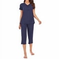 thumbnail image 2 of Ensemble de Sommeil pour Femme, Haut à Col en V, Pantalon, Pyjama en Modal, Bleu, TG, 2 of 7