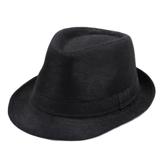 OQRKI Mens Fedora Hats Black Breathable Summer Style Fedora Hats For Men With Wide Brim Sun Protection Top Hats For Men,Classic Versatile Look Mens Hats Fedora
