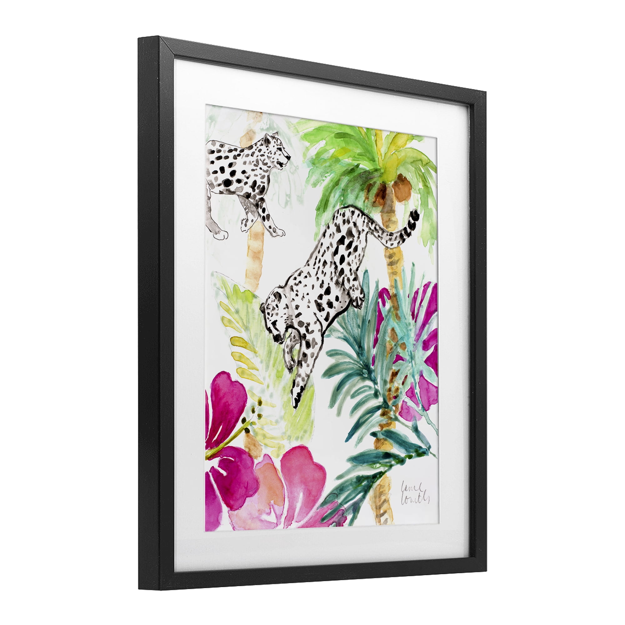 Stupell Industries Tropical Island Cheetahs Black Framed Print Under Glass, design by Lanie Loreth