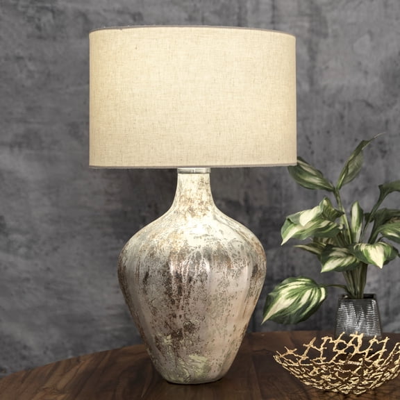 nuLOOM Phoenix 30" Glass Table Lamp, 30" H x 17" W x 17" D, Gray