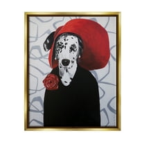 Stupell Industries Vintage Dalmatian Outfit Patterned Animals & Insects Painting Gold Floater Framed Art Print Wall Art