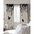 thumbnail image 2 of Spring Botanical Blackout Curtains for Bedroom, Thermal Insulated Drapes, Black Eucalyptus Butterfly Rustic Black Out Curtains 63 Inch Long Room Darkening Kitchen Curtains 42"x63" 2 Panels, 2 of 8