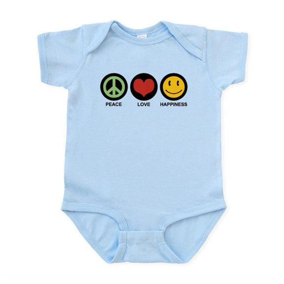 CafePress - Peace Love Happiness Infant Bodysuit - Baby Light Bodysuit, Size Newborn - 24 Months