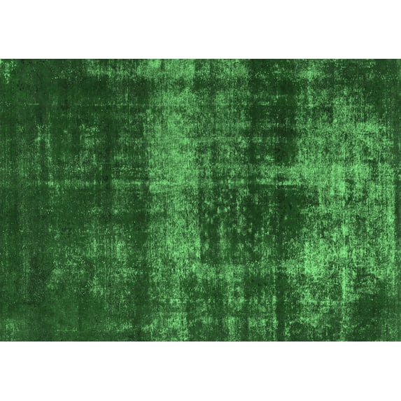 Ahgly Company Indoor Rectangle Abstract Emerald Green Modern Area Rugs, 2' x 5'