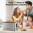thumbnail image 5 of Mecity 4 Slice Toaster, Long Slot Toaster With Countdown Timer, Bagel/Defrost/Reheat/Cancel Functions,Warming Rack, Removable Tray, 6 Browning Settings, Extra Wide Slots, Stainless Steel, 1300W, 5 of 5