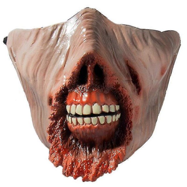 28ec Adult Pretend Game Mask Scary Costume Party Decoration Zombie Mouth Latex Half Face Accessories